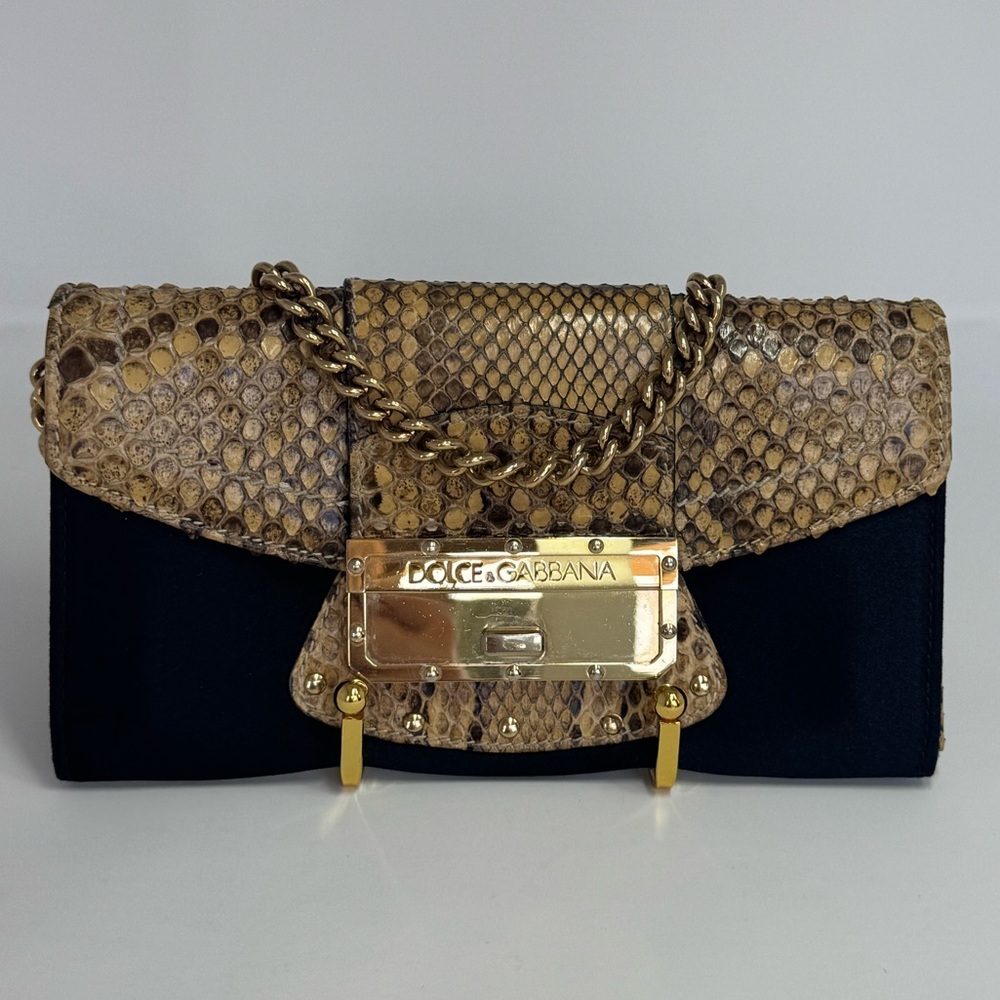 Authentic Dolce & Gabbana Python And Satin Chain … - image 2
